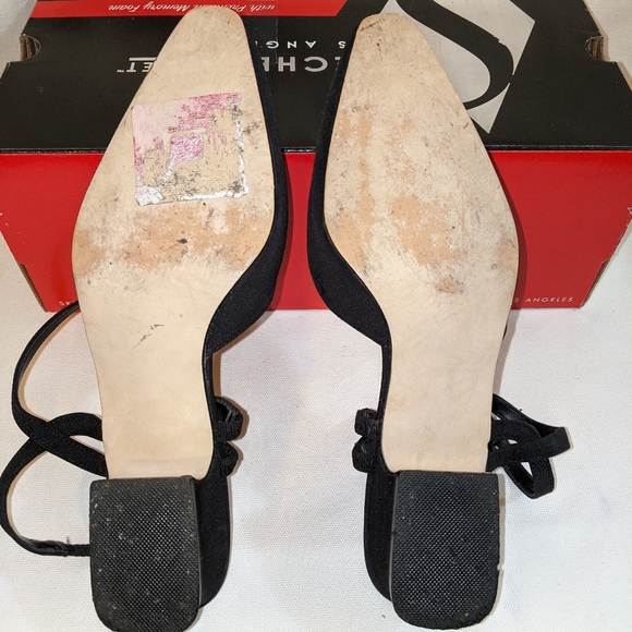 Cara Leigh Women's Black Fabric Block Heel Sling Back Shoe Size 6.5m - Picture 6 of 6